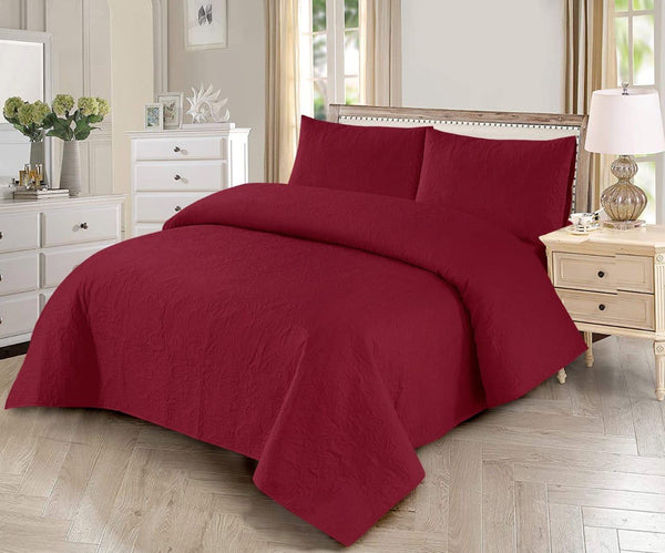 BEDSPREAD 3 - PCS SET [LIGHT - FILLING] - BOLD RED PLAIN - IMPERIAL FABRICS