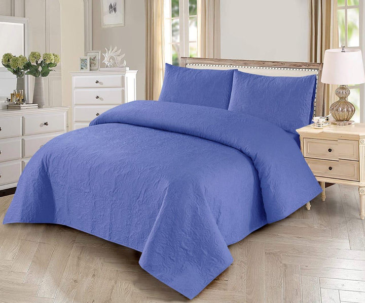 BEDSPREAD 3 - PCS SET [LIGHT - FILLING] - LAVENDER - BLUE PLAIN - IMPERIAL FABRICS