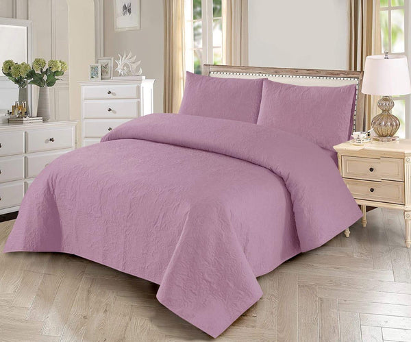 BEDSPREAD 3 - PCS SET [LIGHT - FILLING] - LILAC PINK PLAIN - IMPERIAL FABRICS