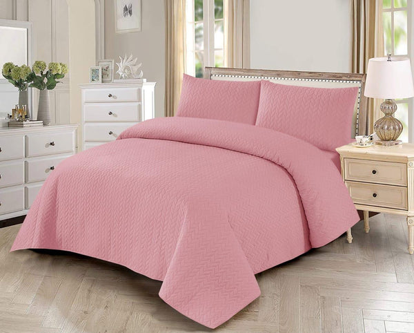 BEDSPREAD 3 - PCS SET [LIGHT - FILLING] - ROMANTIC PINK PLAIN - IMPERIAL FABRICS