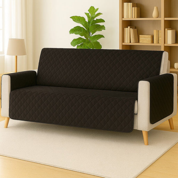 BLACK - PREMIUM QUILTED SOFA COVER(2 - SEATER) - IMPERIAL FABRICS