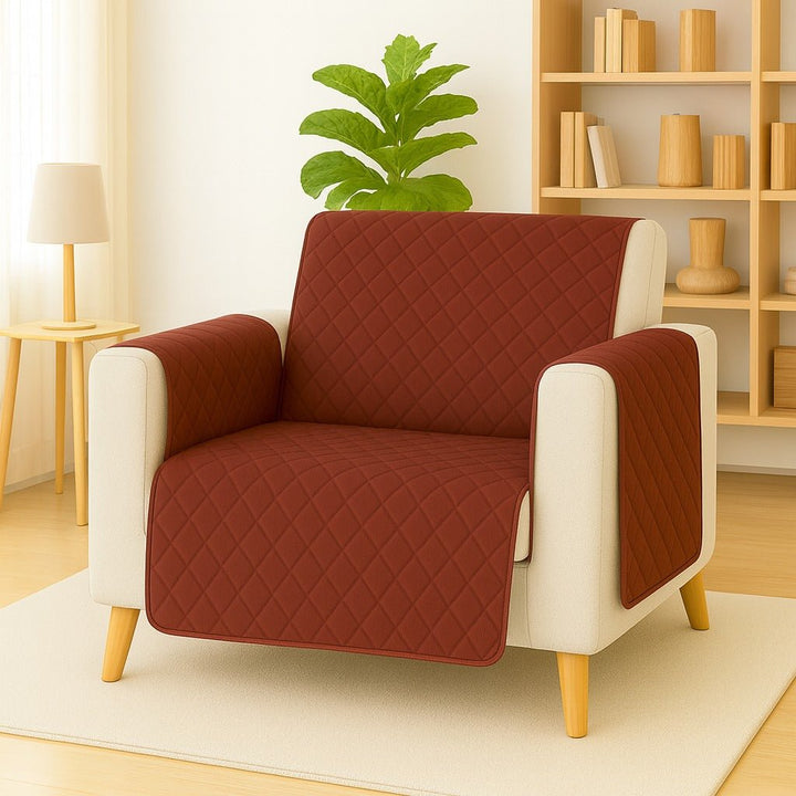 COZY RED - PREMIUM QUILTED SOFA COVER(SINGLE - SEATER) - IMPERIAL FABRICS