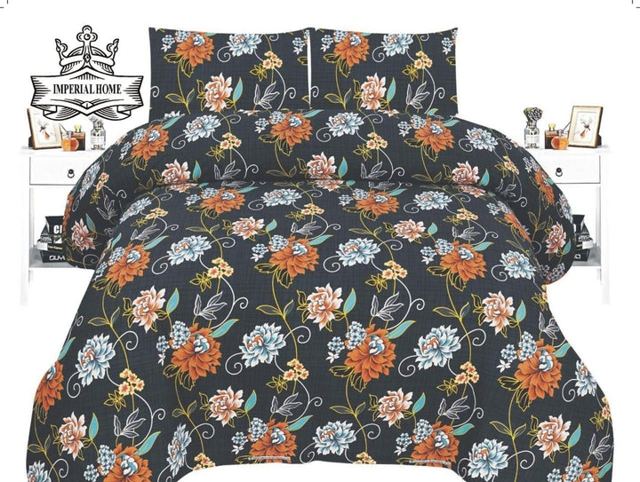 FLORAL NOIR 6 - PIECE QUILTED BEDDING SET – 1 COMFORTER, 1 FLAT SHEET & 4 PILLOWCASES - IMPERIAL FABRICS