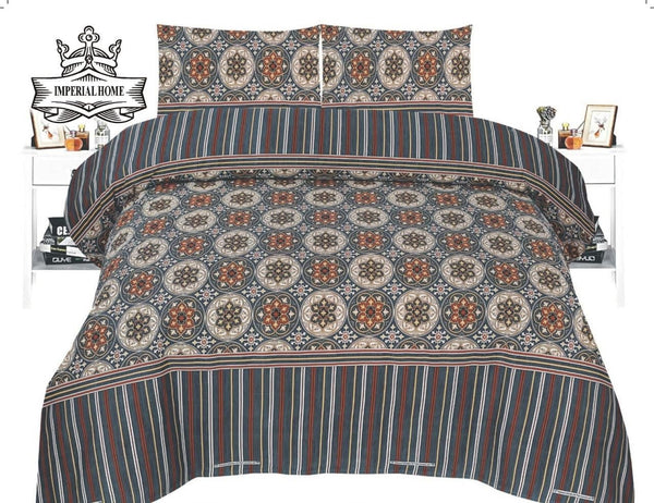 FLORAL STRIPED PATTERN 6 - PIECE QUILTED BEDDING SET – 1 COMFORTER, 1 FLAT SHEET & 4 PILLOWCASES - IMPERIAL FABRICS