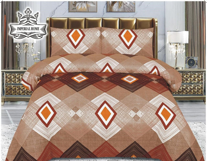 GEOMETRIC PETTERN 6 - PIECE QUILTED BEDDING SET – 1 COMFORTER, 1 FLAT SHEET & 4 PILLOWCASES - IMPERIAL FABRICS