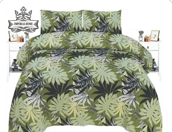LEAF PATTERN 6 - PIECE QUILTED BEDDING SET – 1 COMFORTER, 1 FLAT SHEET & 4 PILLOWCASES - IMPERIAL FABRICS