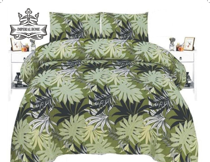 LEAF PATTERN 6 - PIECE QUILTED BEDDING SET – 1 COMFORTER, 1 FLAT SHEET & 4 PILLOWCASES - IMPERIAL FABRICS