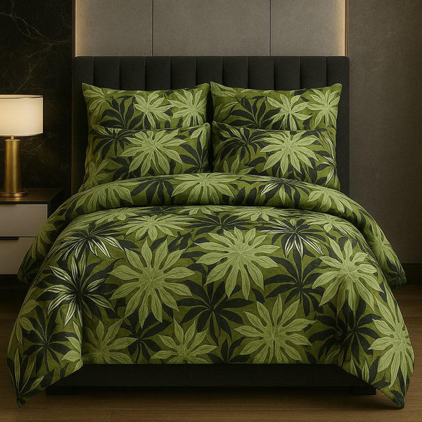 LEAF PATTERN 6 - PIECE QUILTED BEDDING SET – 1 COMFORTER, 1 FLAT SHEET & 4 PILLOWCASES - IMPERIAL FABRICS