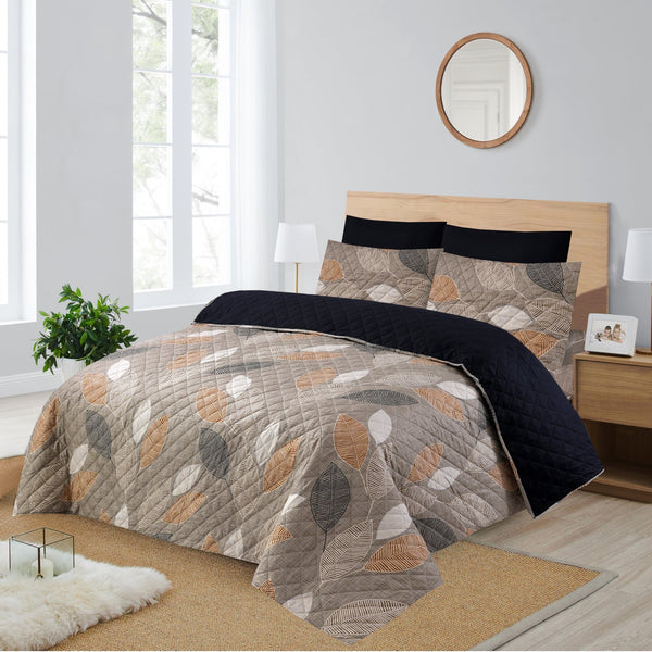 LEAFY SERENITY 6 - PIECE QUILTED BEDDING SET – 1 COMFORTER, 1 FLAT SHEET & 4 PILLOWCASES - IMPERIAL FABRICS