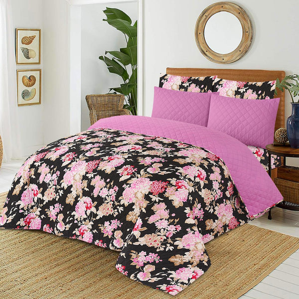 MID NIGHT 6 - PIECE QUILTED BEDDING SET – 1 COMFORTER, 1 FLAT SHEET & 4 PILLOWCASES - IMPERIAL FABRICS
