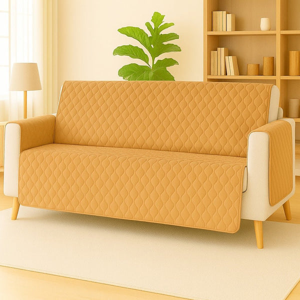 MUSTARD YELLOW - PREMIUM QUILTED SOFA COVER(3 - SEATER) - IMPERIAL FABRICS