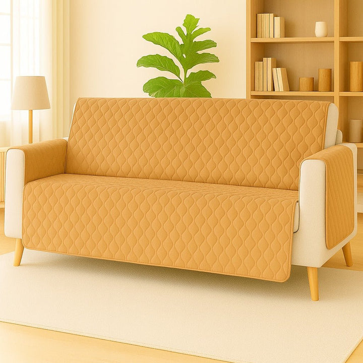 MUSTARD YELLOW - PREMIUM QUILTED SOFA COVER(3 - SEATER) - IMPERIAL FABRICS