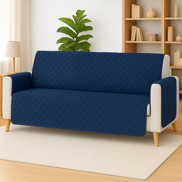 NAVY BLUE - PREMIUM QUILTED SOFA COVER(2 - SEATER) - IMPERIAL FABRICS
