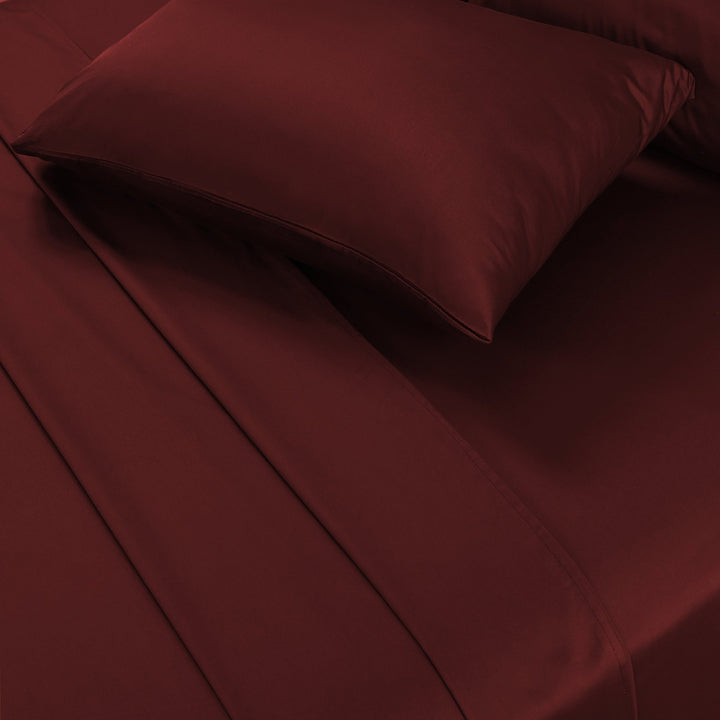 Royal Maroon – 3PC Cotton Satin Bedsheet Set - IMPERIAL FABRICS