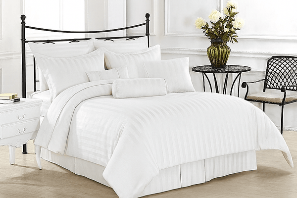 SNOW WHITE - STRIPE BED SHEET 3 - SET - IMPERIAL FABRICS