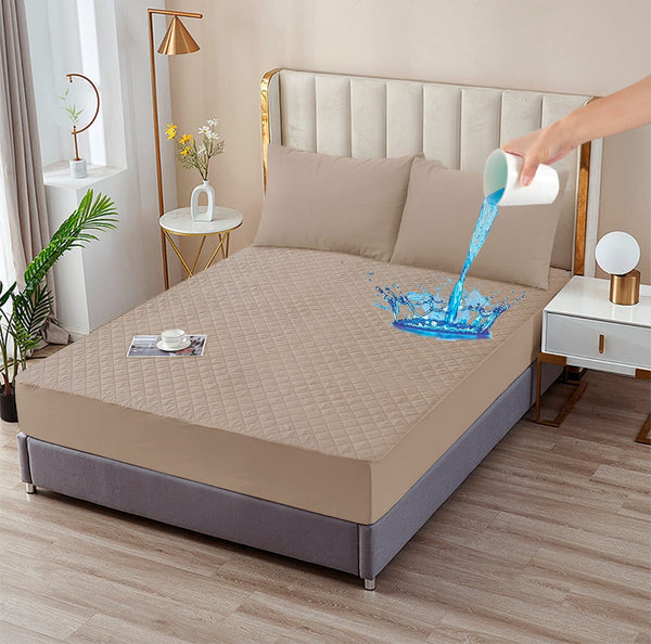 WATER PROOF - MICROFIBER QUILTED MATTRESS PROTECTOR (BIEGE) - IMPERIAL FABRICS